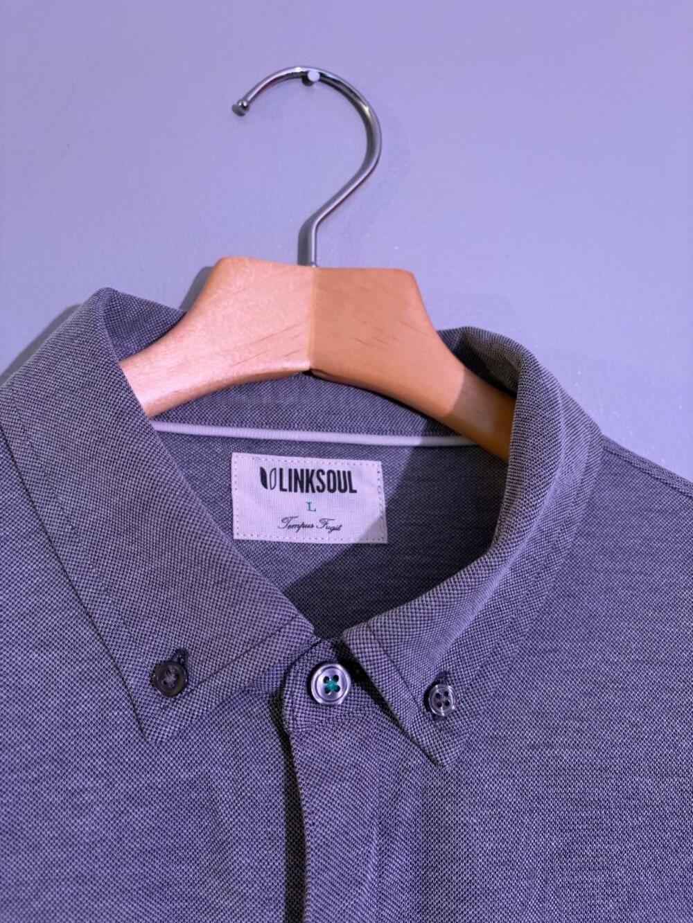 Linksoul Button Front Polo – Gray (Men’s L)